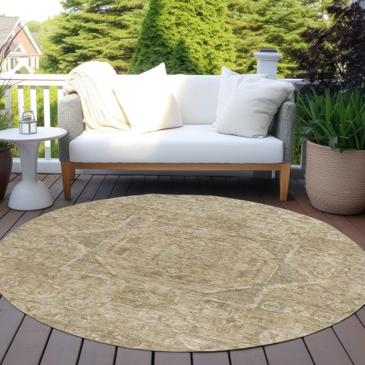 Iriir Tan Washable Indoor-Outdoor Rug