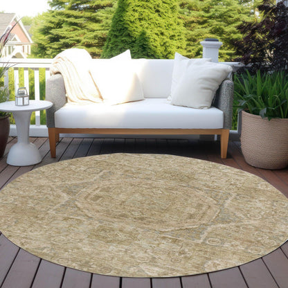 Iriir Tan Washable Indoor-Outdoor Rug