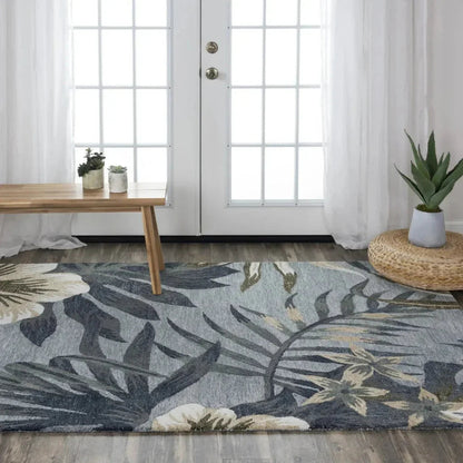 Clou Floral Gray Area Rugs For Living Room -- gray