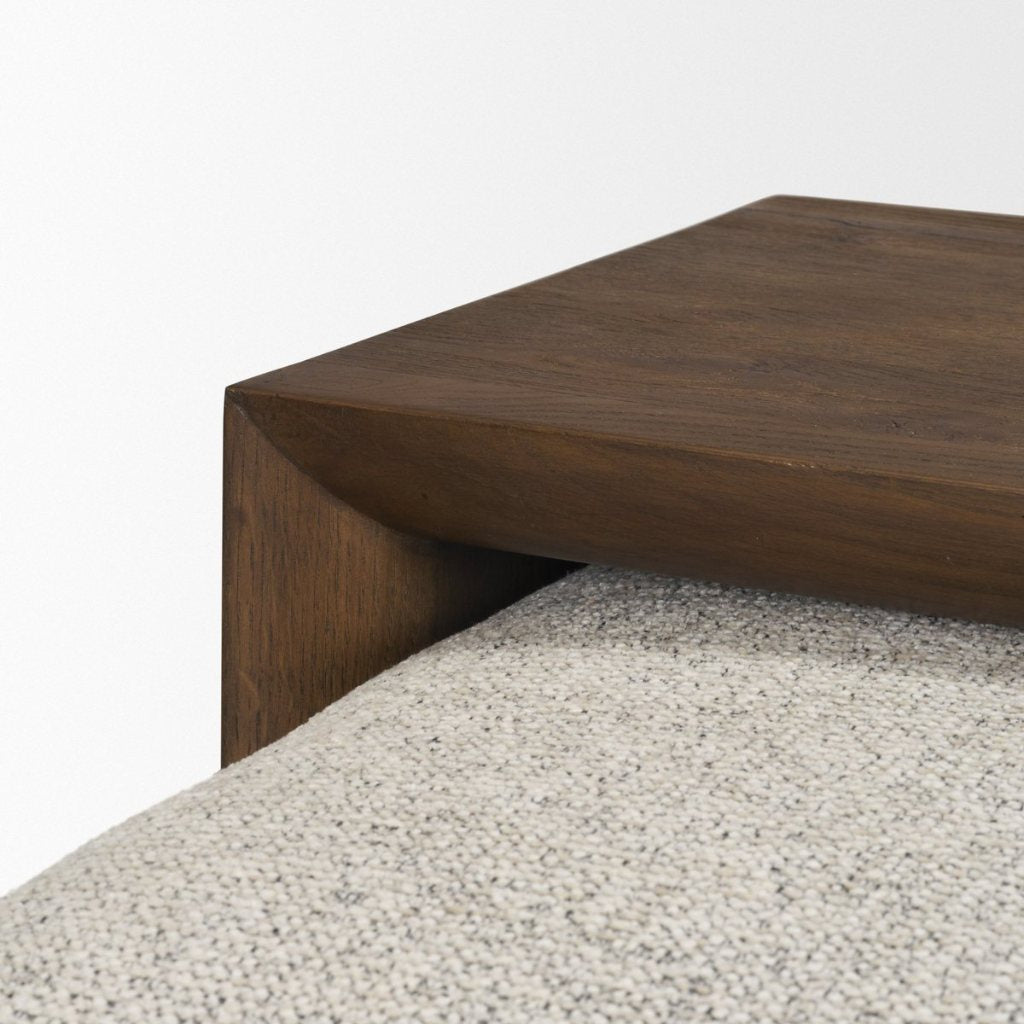 Trayden Gray Fabric Slider-Top Ottoman Coffee Table -- Dark Brown