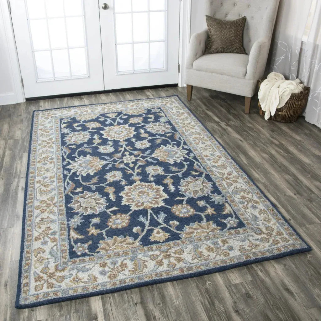Baia Wool Blue Hallway Kitchen Runner Rug -- blue