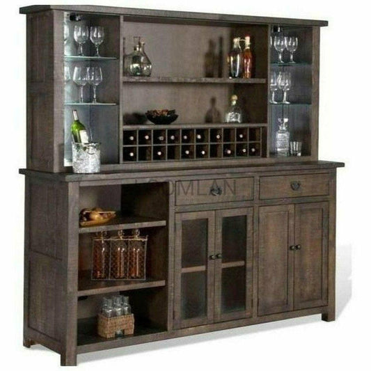 80x80" Buffet With Hatch Wine Rack for Wine Fridge Dark Stain Buffets Sideboards and Things By Sunny D