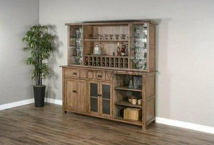 80x80" Large Buffet With Hatch Wine Rack Glass Shelves LED Light Buffets Sideboards and Things By Sunny D