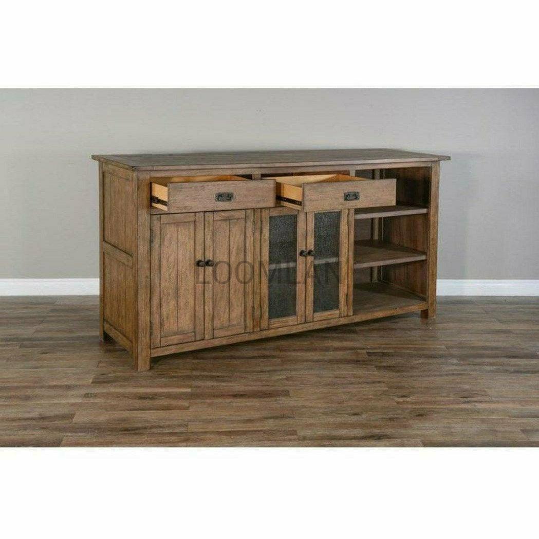 80x80" Large Buffet With Hatch Wine Rack Glass Shelves LED Light Buffets Sideboards and Things By Sunny D