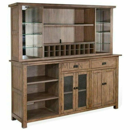 80x80" Large Buffet With Hatch Wine Rack Glass Shelves LED Light Buffets Sideboards and Things By Sunny D