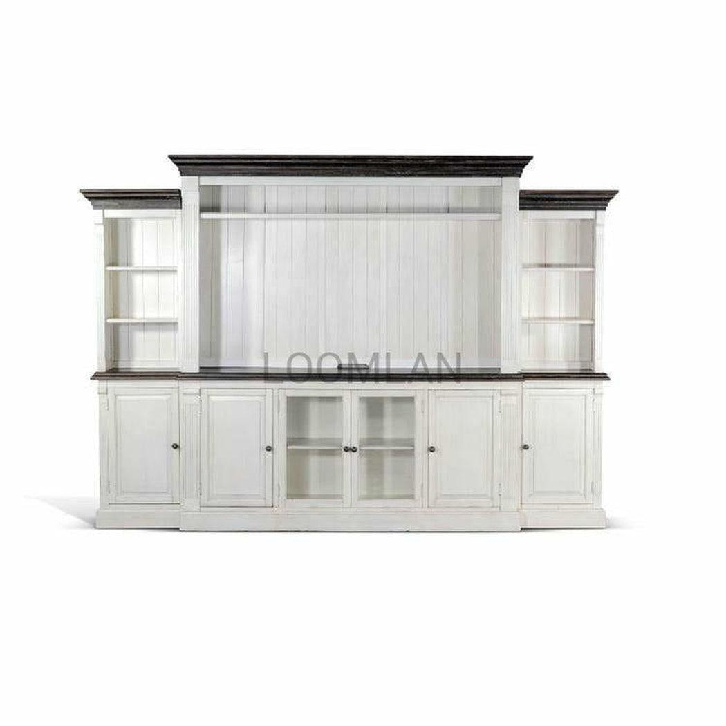 81" Extra Long Narrow White TV Stand Media Console Glass Doors TV Stands & Media Centers Sideboards and Things By Sunny D