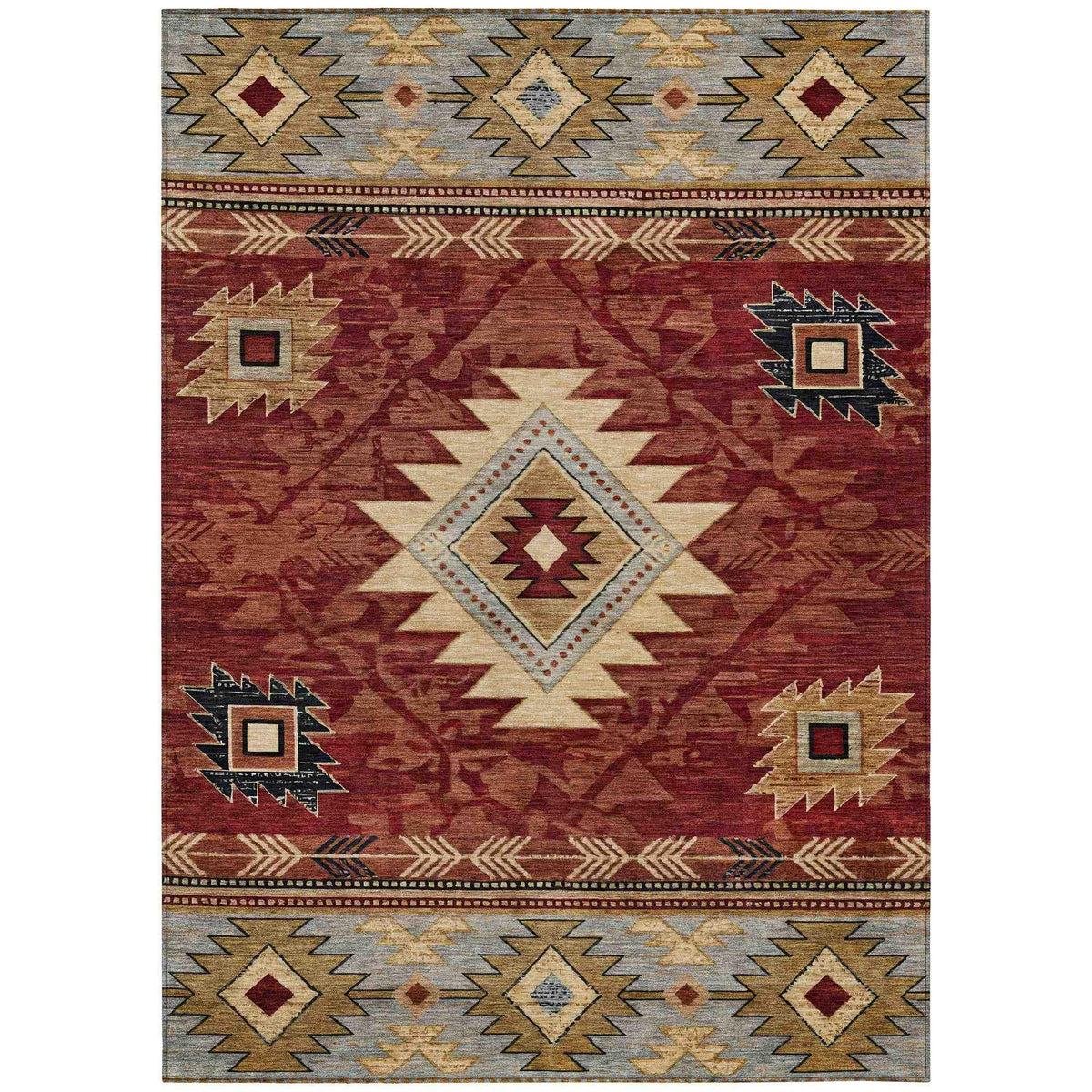 Jaelas Orange Washable Indoor-Outdoor Rug