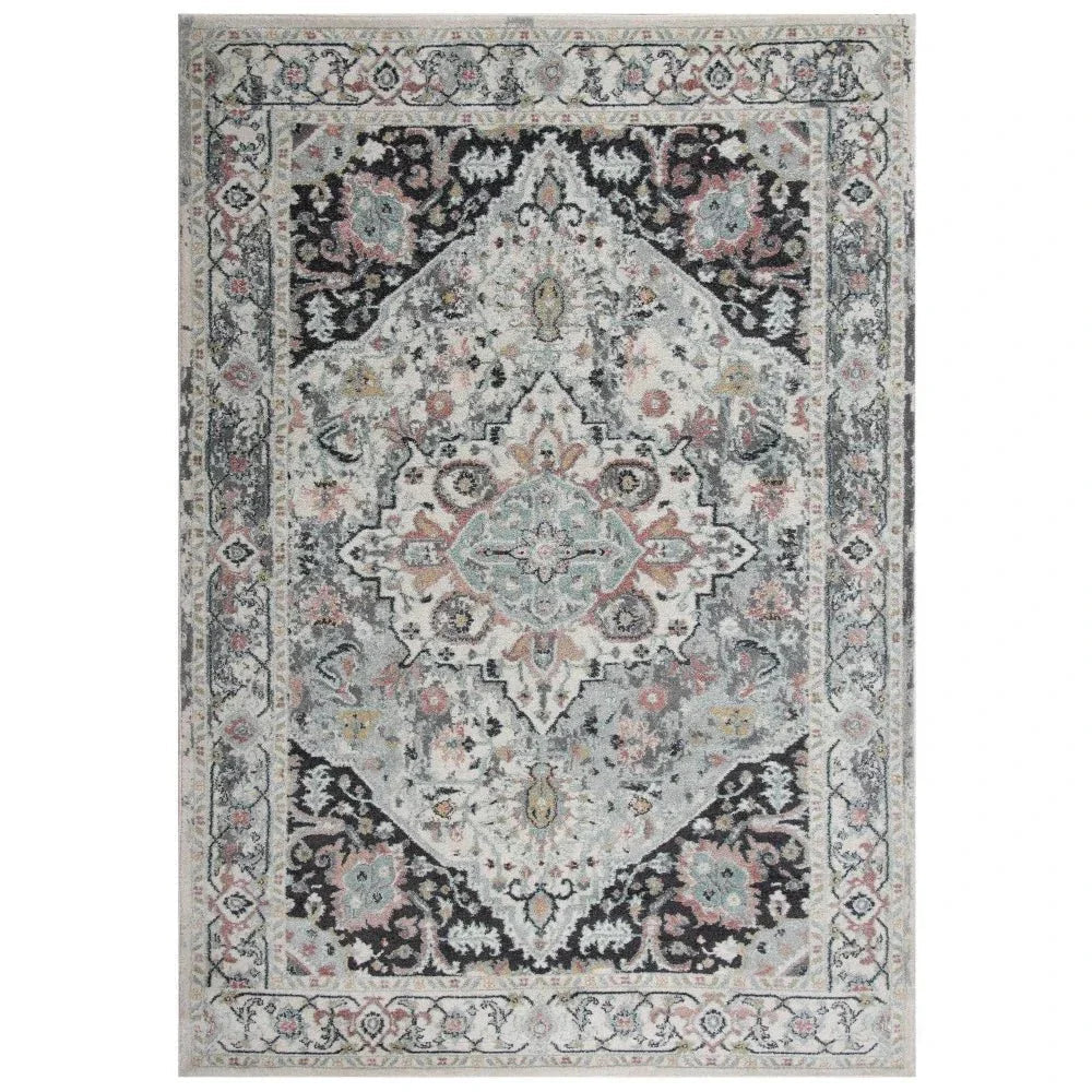 Chuu Medallion Black Kitchen Hallway Runner Rug