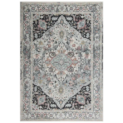 Chuu Medallion Black Kitchen Hallway Runner Rug