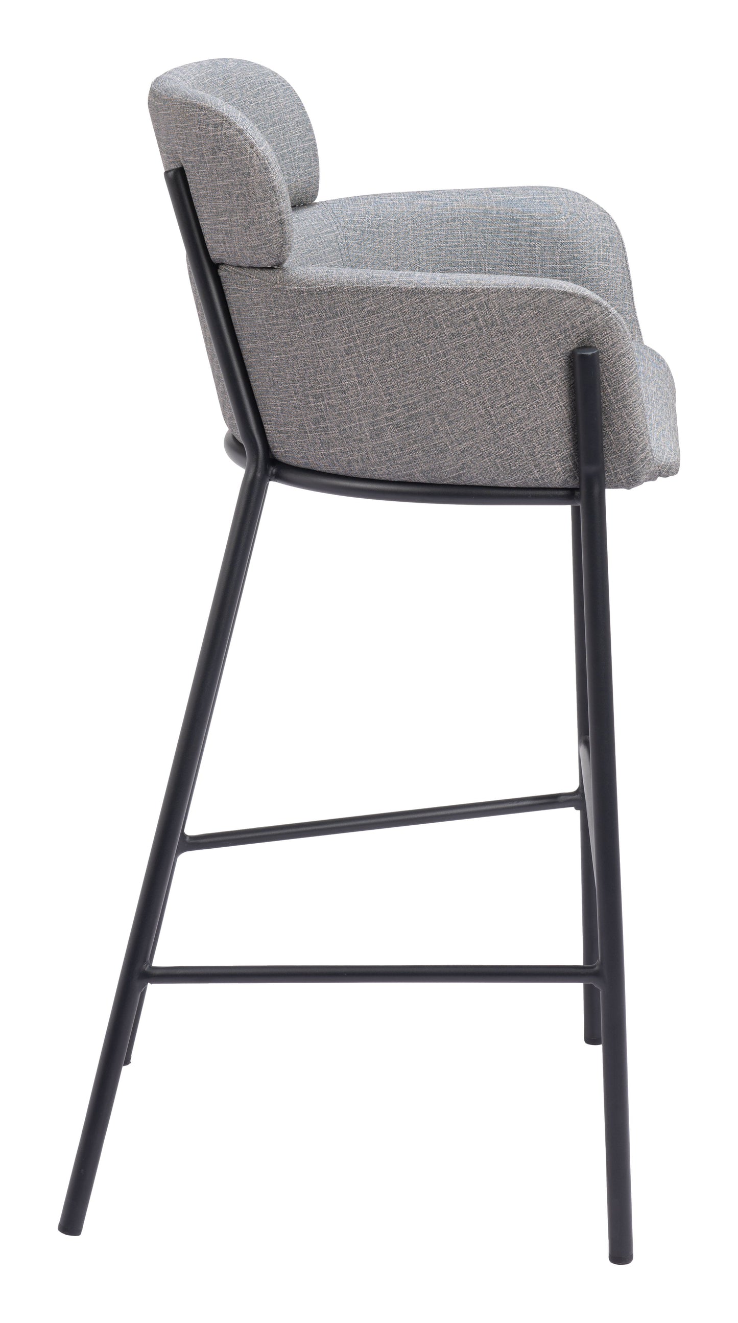 Bremor Slate Gray Barstool with Steel Legs