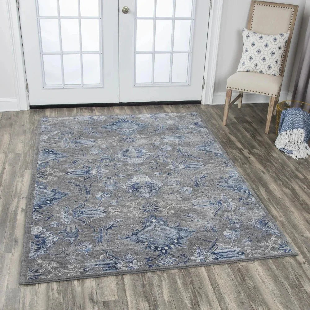 Cuca Floral Gray Large Area Rugs For Living Room -- gray