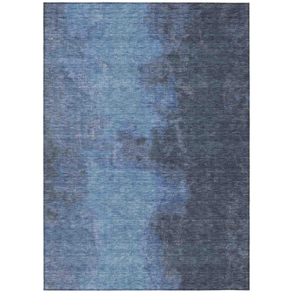 Iriion Blue Washable Indoor-Outdoor Rug