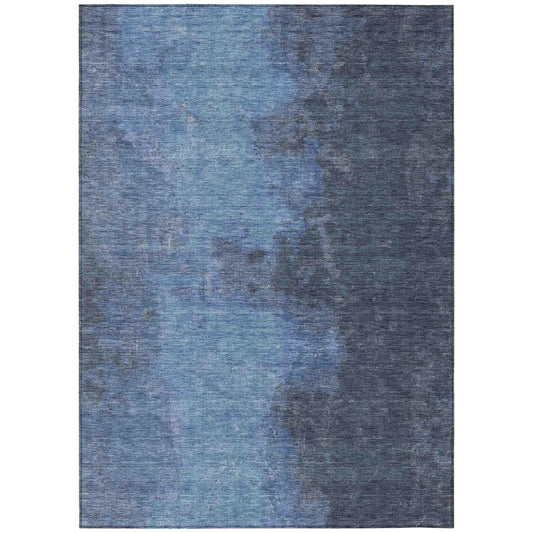 Iriion Blue Washable Indoor-Outdoor Rug