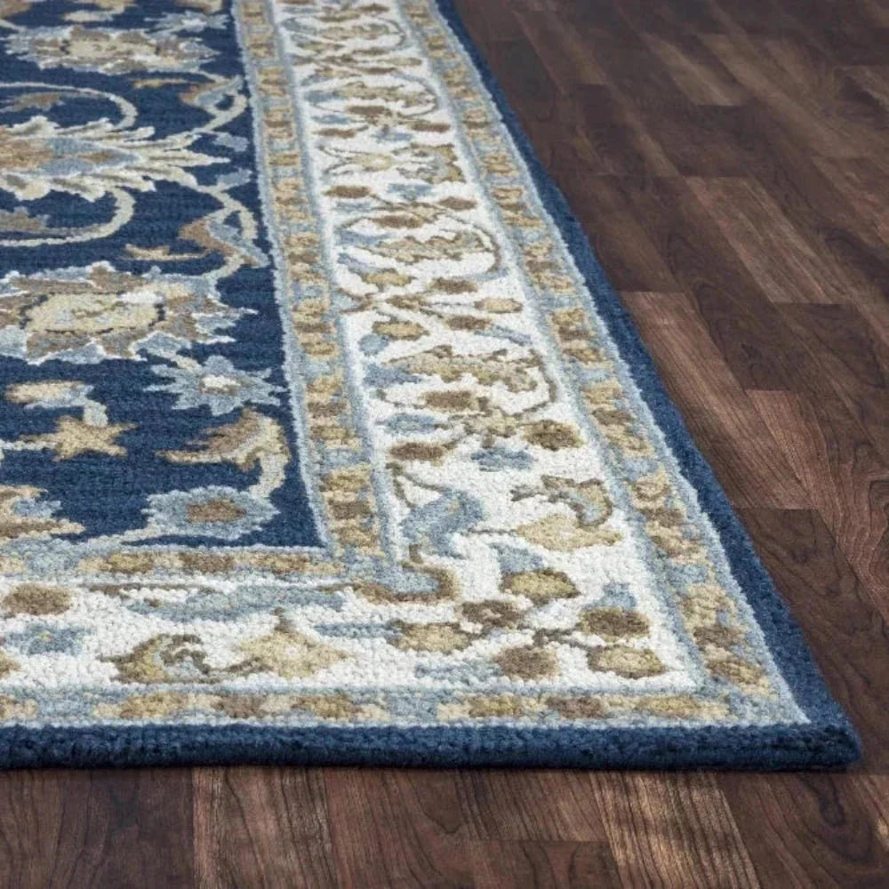 Baia Wool Blue Hallway Kitchen Runner Rug -- blue