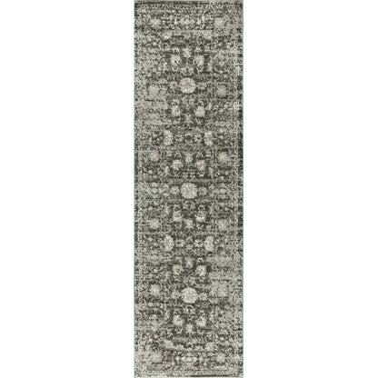 Dahl Floral Distress Gray Kitchen Hallway Runner Rug