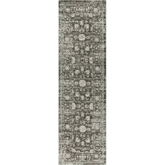 Dahl Floral Distress Gray Kitchen Hallway Runner Rug
