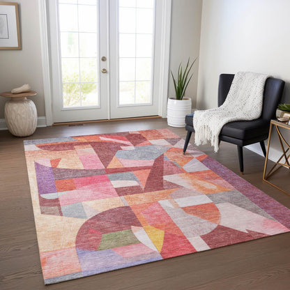 Jaelira Orange Washable Indoor-Outdoor Rug -- view 2