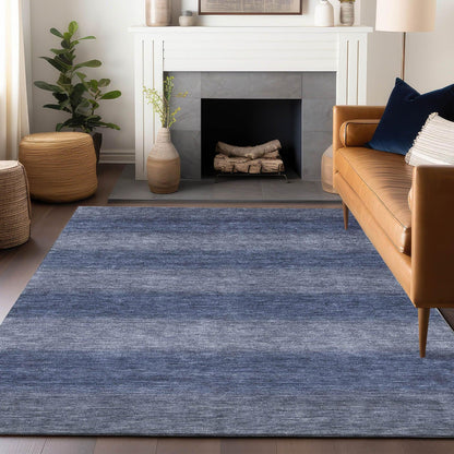 Haelius Blue Washable Indoor-Outdoor Rug -- blue