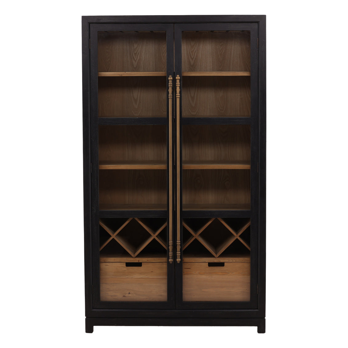 Furniture Classics Merlot Two Glass Doors Home Bar Cabinet