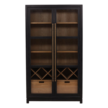 Furniture Classics Merlot Two Glass Doors Home Bar Cabinet