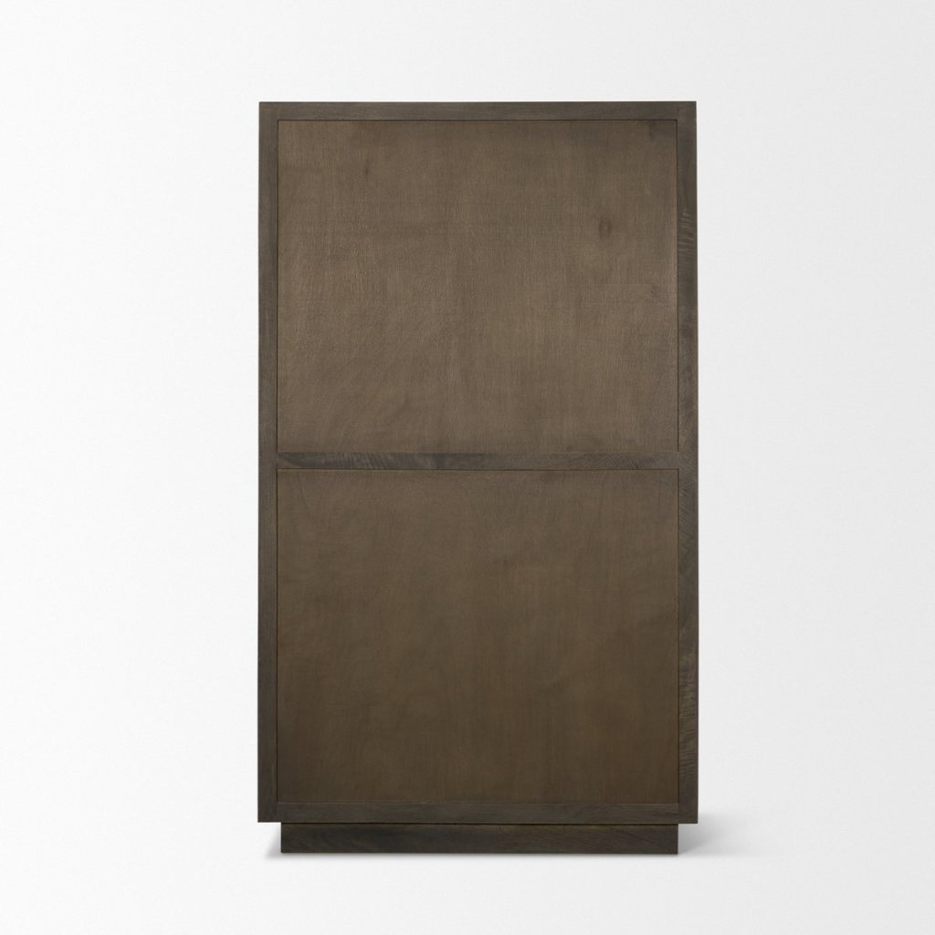 Cinder 42" Distressed Dark Brown Reeded 2-Door Tall Cabinet -- Dark Brown