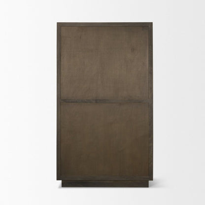 Cinder 42" Distressed Dark Brown Reeded 2-Door Tall Cabinet -- Dark Brown