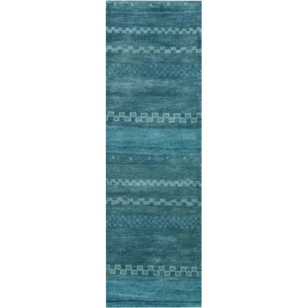 Bush Wool Blue Hallway Kitchen Runner Rug - LOOMLAN - LOOMLAN - Area Rugs