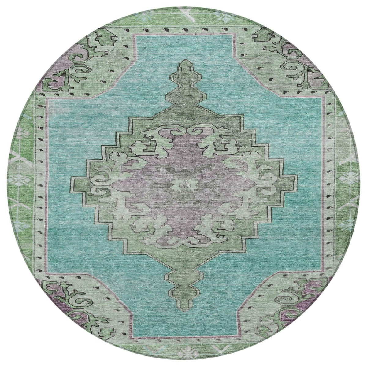 Haelion Teal Washable Indoor-Outdoor Rug