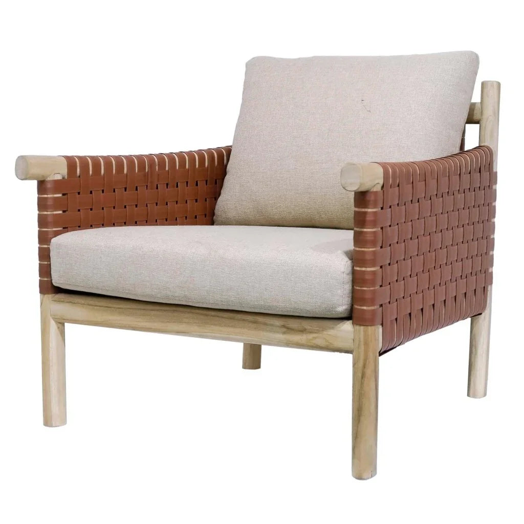 Wade Wood Framed Leather Patio Chair -- view 2