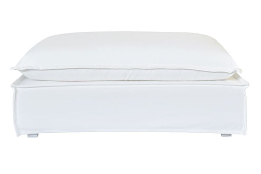 Jason White Fabric Slipcover Outdoor Ottoman -- White