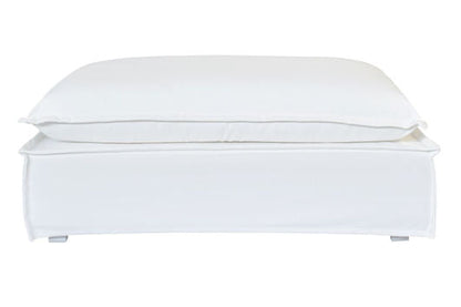 Jason White Fabric Slipcover Outdoor Ottoman -- White