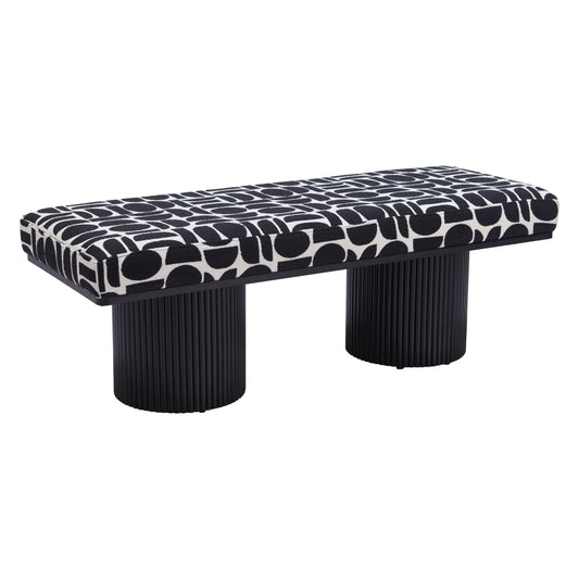 Botoia Wood Black Bench with Plush Fabric