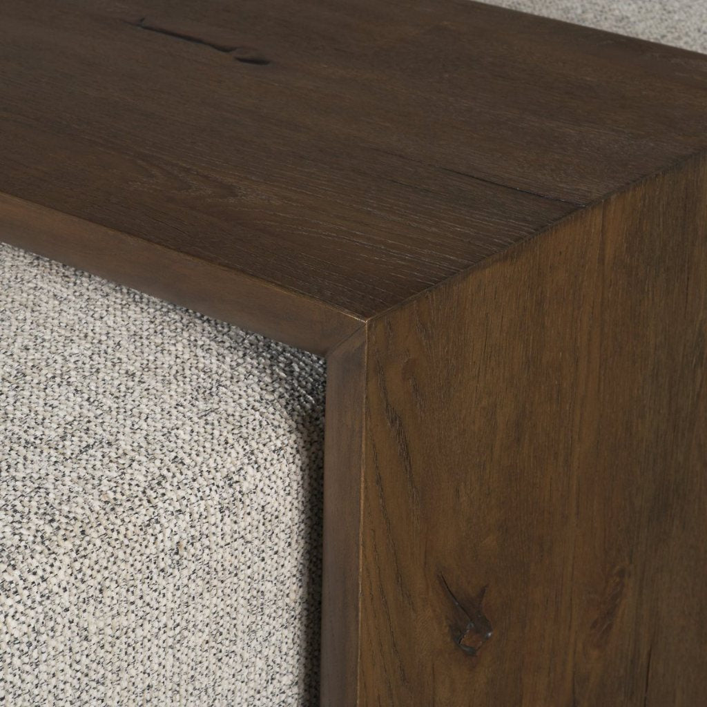 Trayden Gray Fabric Slider-Top Ottoman Coffee Table -- Dark Brown