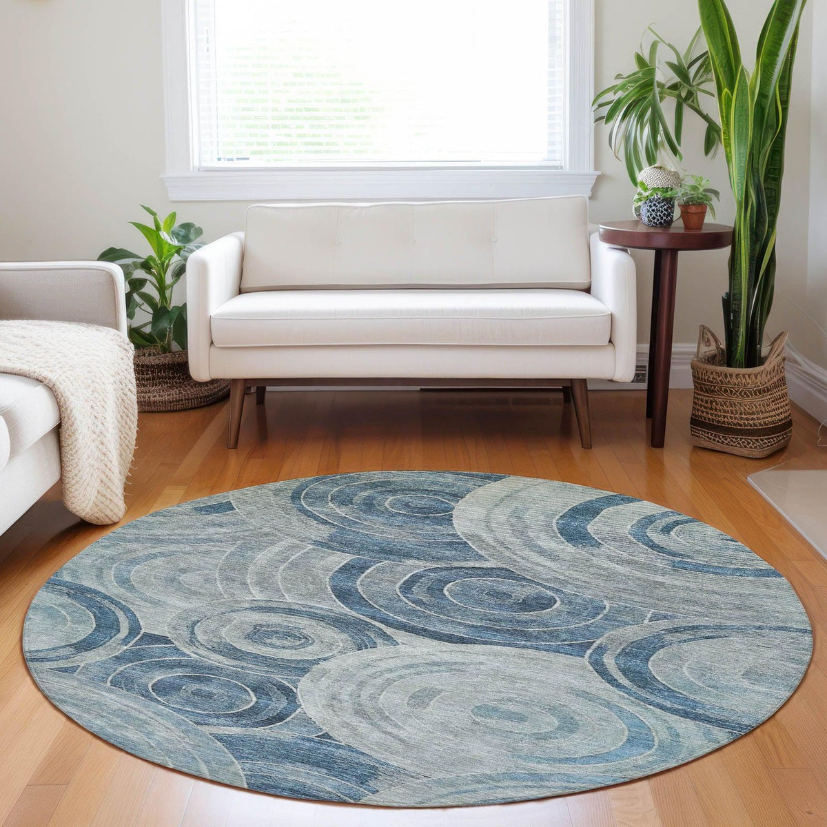Jaelain Blue Washable Indoor-Outdoor Rug