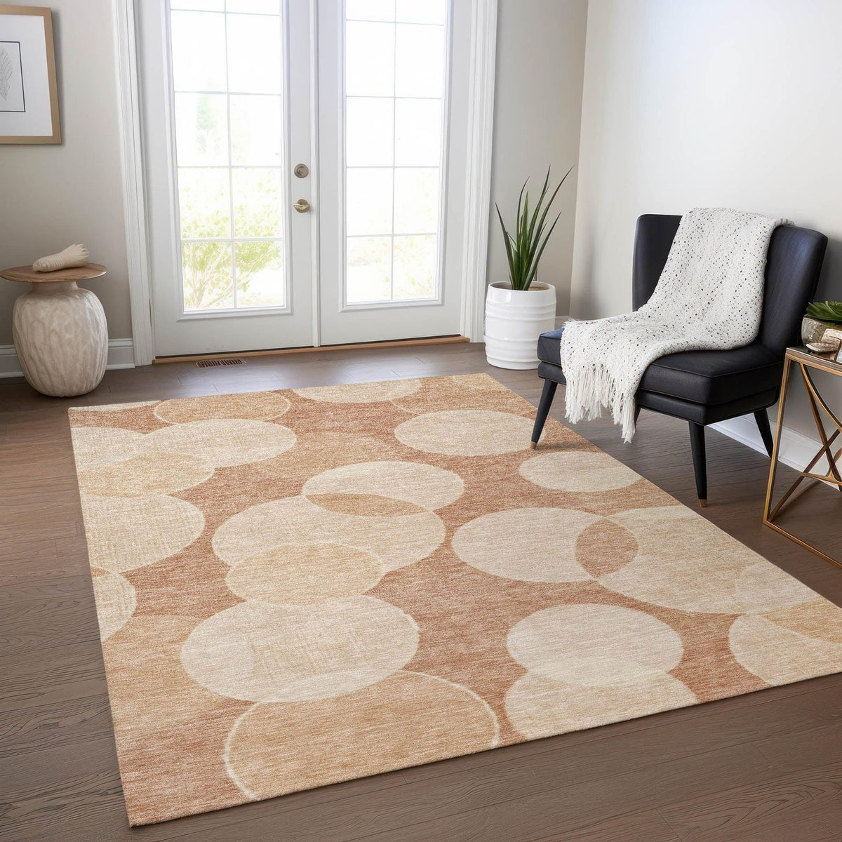 Jaelanor Orange Washable Indoor-Outdoor Rug -- view 2