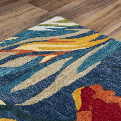 Cnut Floral Dark Blue Area Rugs For Living Room -- blue