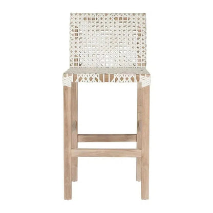 Lulua White Leather Counter Stool Teak Wood -- view 6