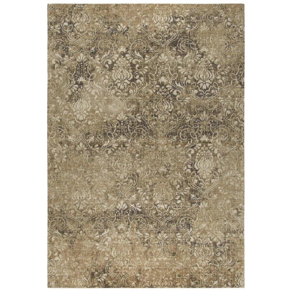 Arla Damask Brown Large Area Rugs For Living Room