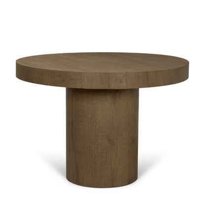 Lyonne 42" Round Medium Brown Oak Wood Pedestal Dining Table