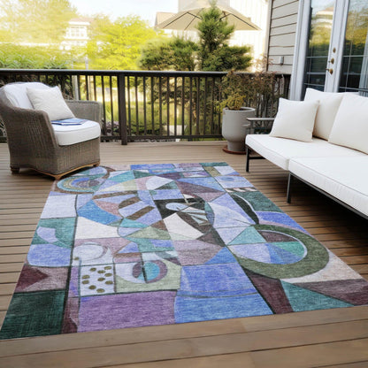 Jaelius Green Washable Indoor-Outdoor Rug