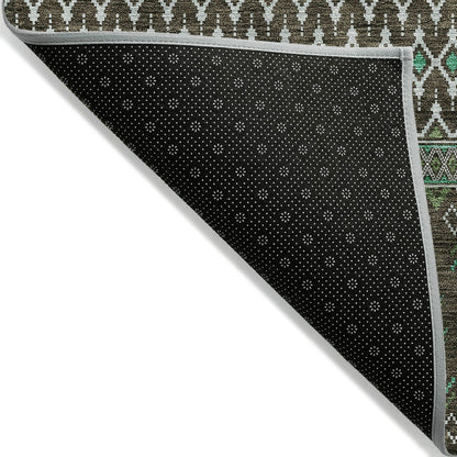 Lazy Rivers Brown Washable Indoor-Outdoor Rug