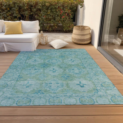 Jaelora Teal Washable Indoor-Outdoor Rug -- teal