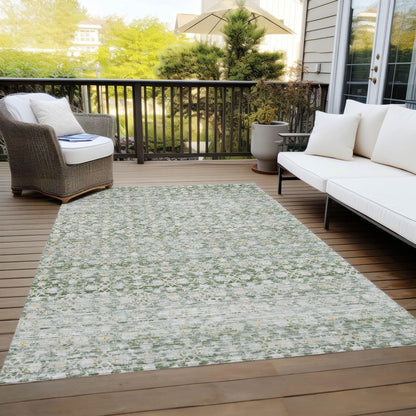 Irior Green Washable Indoor-Outdoor Rug