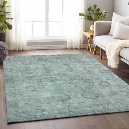 Laeanor Teal Washable Indoor-Outdoor Rug -- teal