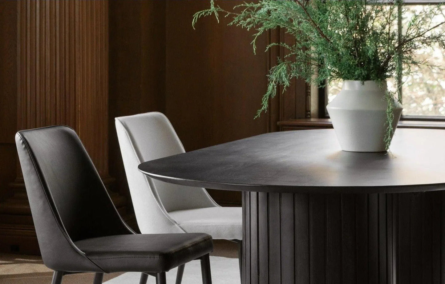 86" Black Oval Solid Wood Column-Like Base Povera Dining Table Dining Tables LOOMLAN By Moe's Home