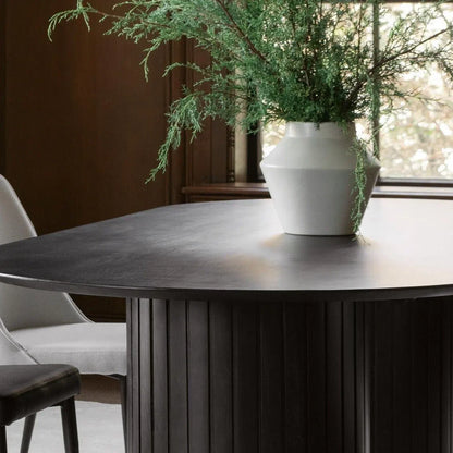 86" Black Oval Solid Wood Column-Like Base Povera Dining Table Dining Tables LOOMLAN By Moe's Home