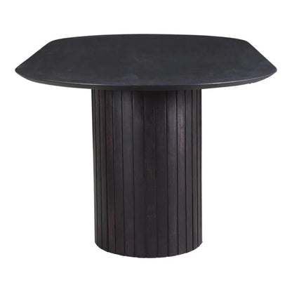 86" Black Oval Solid Wood Column-Like Base Povera Dining Table Dining Tables LOOMLAN By Moe's Home