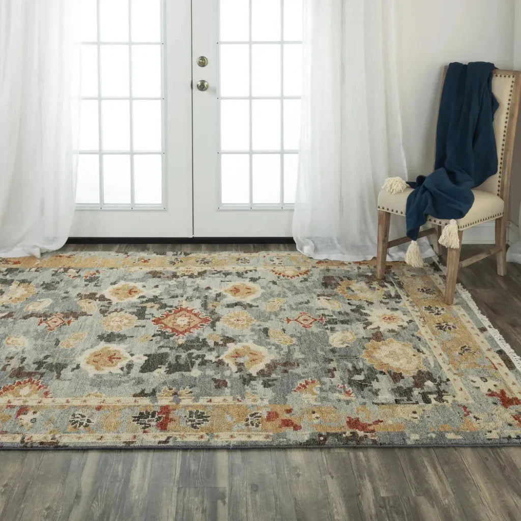 Acra Border Dark Gray Large Area Rugs For Living Room -- gray