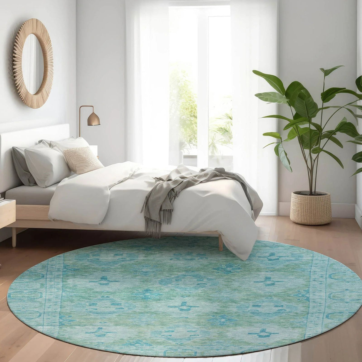 Jaelora Teal Washable Indoor-Outdoor Rug