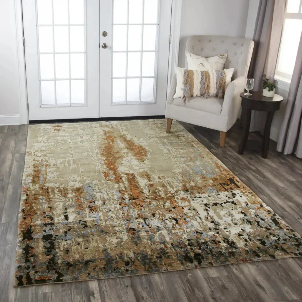 Brix Abstract Beige Large Area Rugs For Living Room -- beige